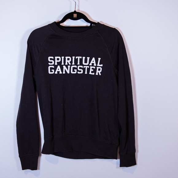 Spiritual Gangster Sweaters - Spiritual Gangster Cotton Terry Lined Crew Neck Pullover Long Sleeve Sweater M